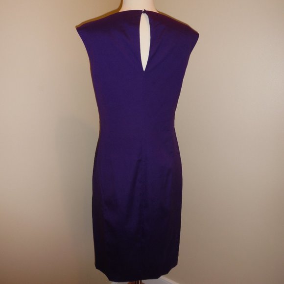 Piazza Sempione Purple Silk Pencil Sheath Work Career V-neck Dress 8 Medium - Picture 2 of 8